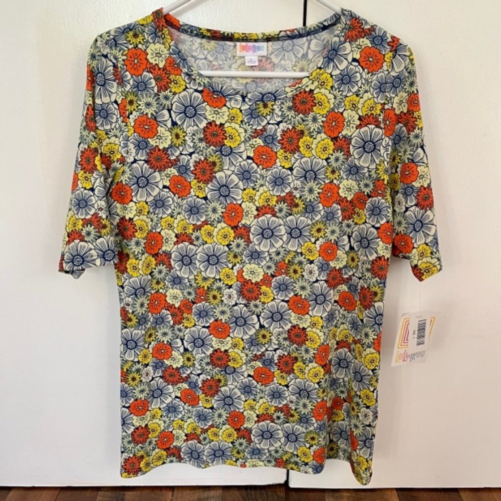 LuLaRoe Multicolor Floral Short Sleeve 'Gigi' Shirt, New With Tags